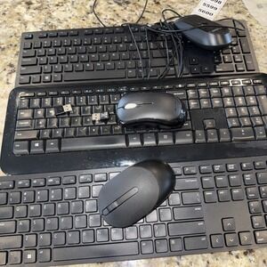 2 Genuine Dell USB W Slim Black Keyboard & Mouse 1 Microsoft Board & Mouse. 5600